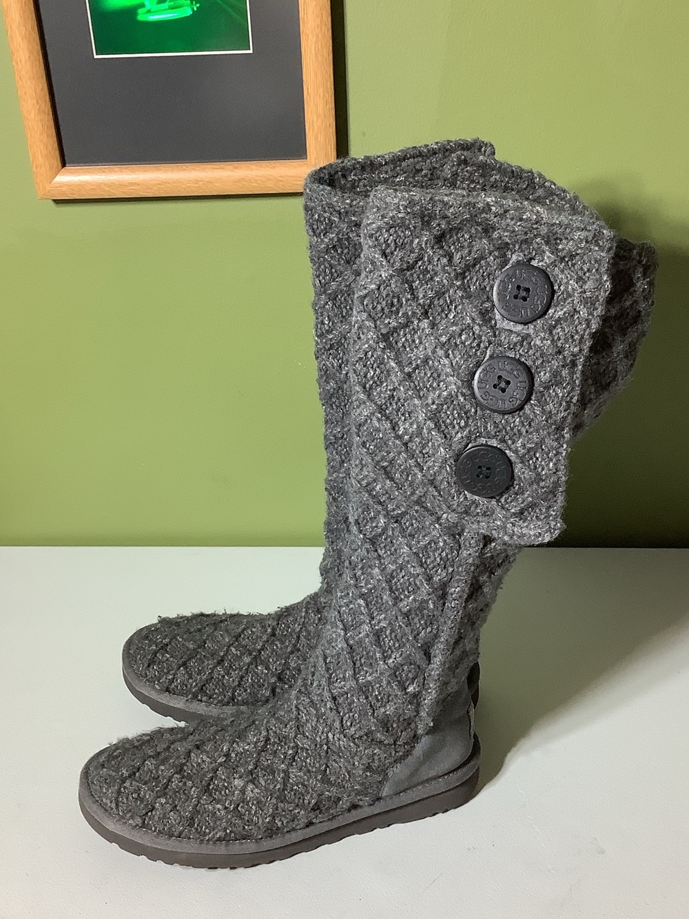 Ugg gray knitted boots,size 8